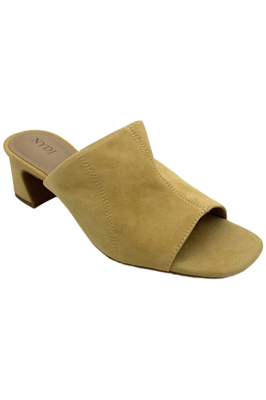 NYDJ Women's Gwen Heeled Mules Suede Honey Gold - Medium
